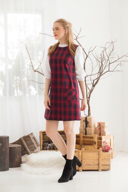 Đầm caro đỏ phối trắng (kèm hình thật) | BigBuy360 - bigbuy360.vn