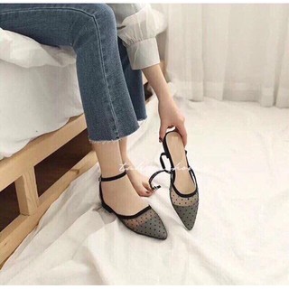 Giày búp bê hở gót chấm bi siêu xinh