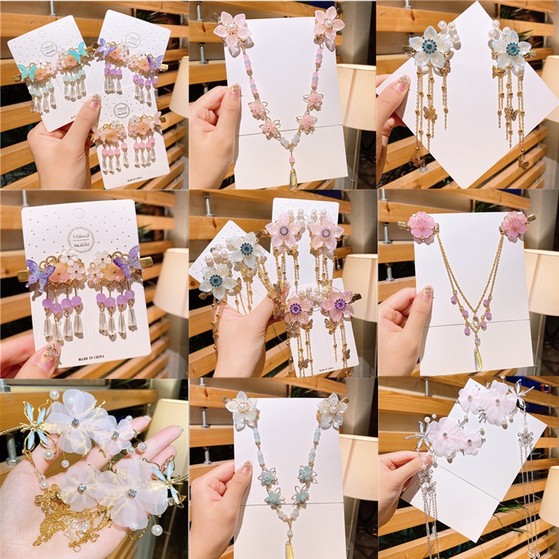 Set 2 Kẹp Tóc Tua Rua Dễ Thương Cho Bé Gái