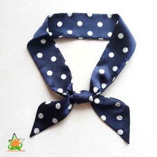 Khăn turban-  khăn lụa dài chấm bi D590F