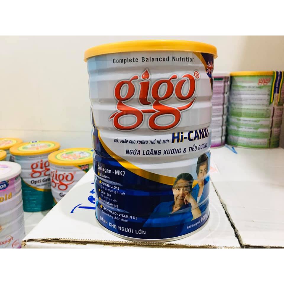 Sữa bột GIGO HI-CANXI 900gr : sữa bột dinh dưỡng ngừa loãng xương &amp; tiểu đường cho người trưởng thành