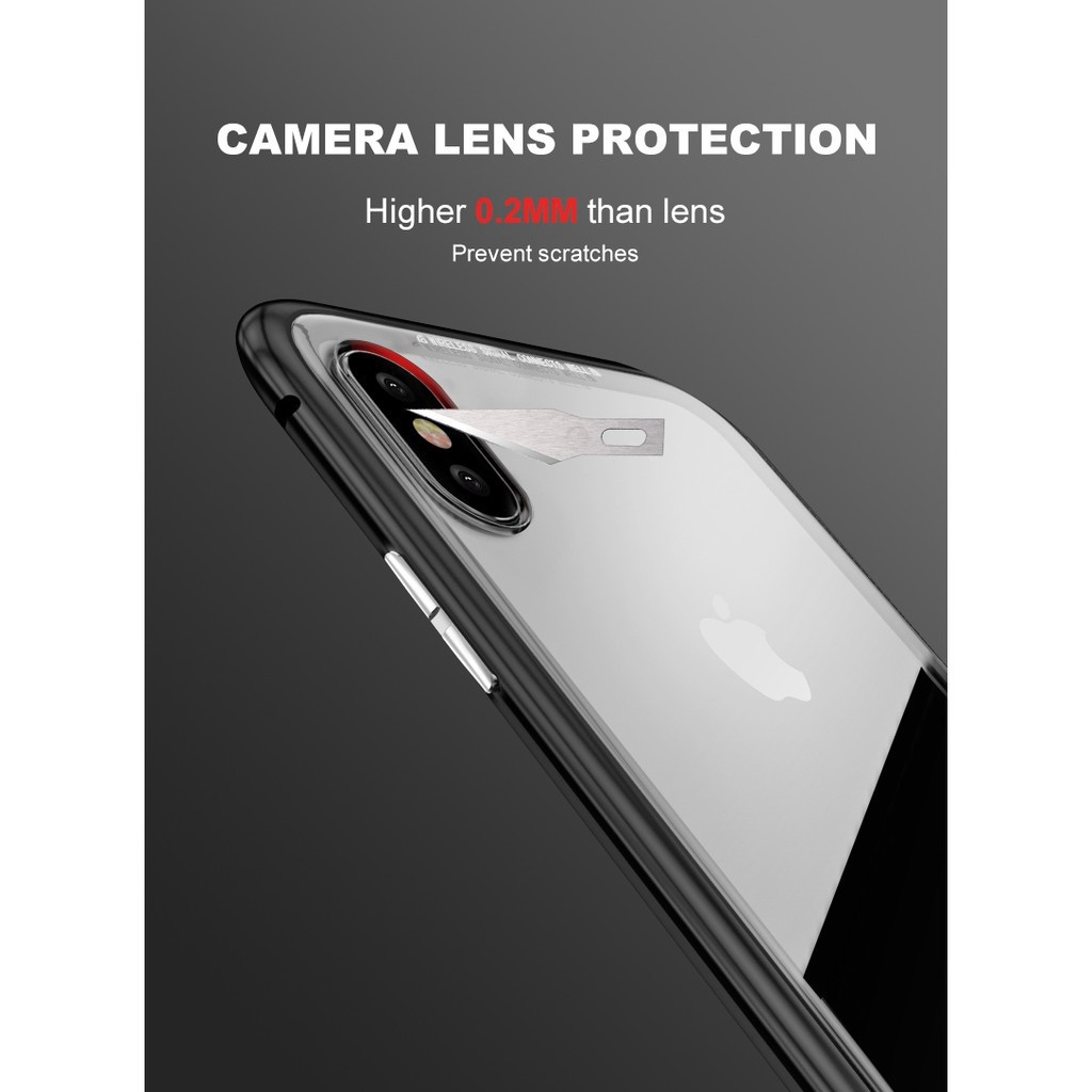 Ốp điện thoại mặt kính trong suốt viền khóa nam châm cho Xiaomi Redmi Note 5 6 7 Pro 6A