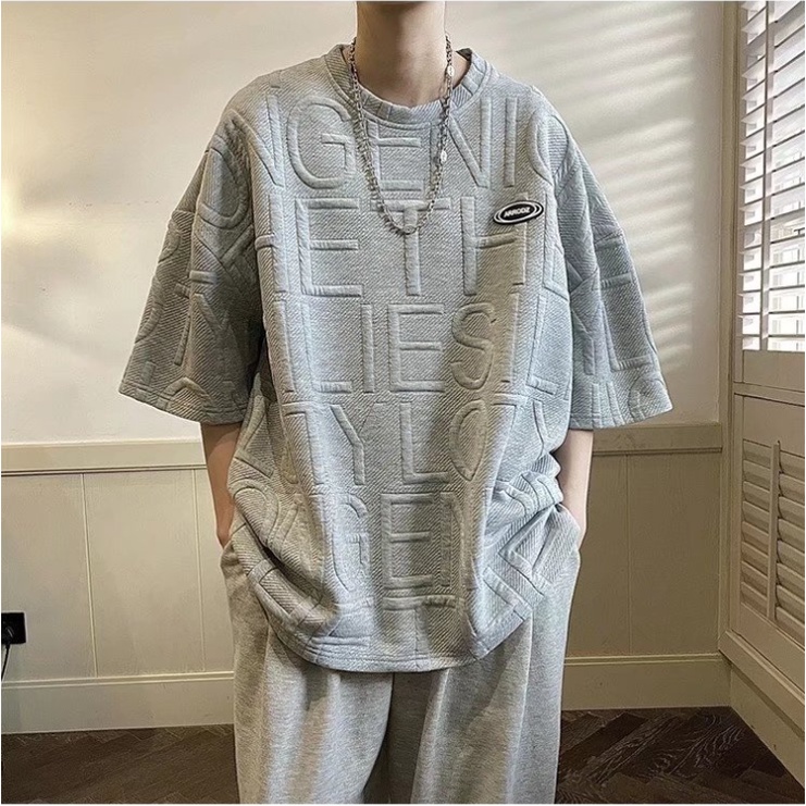 Áo Thun Nam Tay Ngắn Cổ Tròn In Chữ Đơn Giản Phong Cách Hàn Quốc Cho Unisex Bigsize áo phong form rộng cách hàn quốc cho fashion unisex