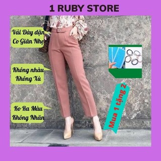 Quần Baggy Nữ 🍀FRRESHIP🍀Quần Tây Nữ Cạp Cao Đai Vuông 9 Tấc Form Rộng 2 Màu