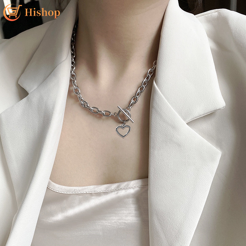 Hishop Dây Chuyền Choker Mặt Hình Trái Tim Phong Cách Cổ Điển