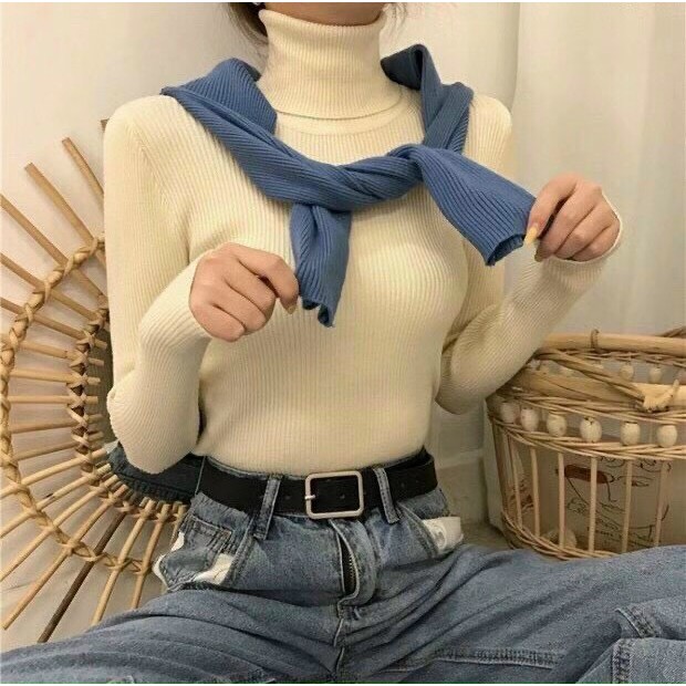 Áo len cổ lọ chất đẹp, áo len nữ thời trang nhiều màu