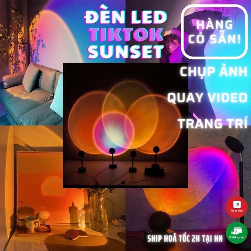 Đèn Tiktok Sunset - đèn trang trí phòng , chụp ảnh , quay tiktok