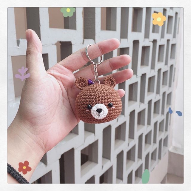 Móc khóa len đầu gấu nâu handmade HANDMADE | MADE BY DANI
