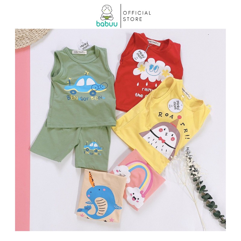 Bộ Minky Mom Ba Lỗ Cho Bé Gái Bé Trai 0 1 2 3 4 5 6 Tuổi Vải Thun Lạnh Hồng Đỏ-Bộ Sát Nách-Quần Áo Trẻ Em Đồ Bộ Cho Bé