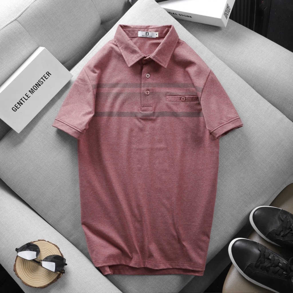 Áo Thun Nam Có CỔ Họa Tiết In Sọc Chấm Vải Thun Cotton ,phong cách trung niên, trưởng thành 2022