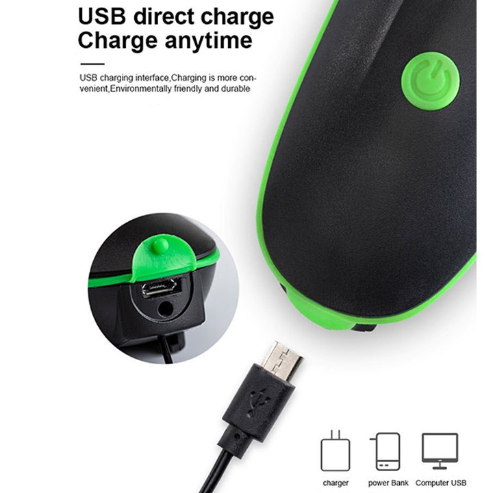 Đèn Xe Đạp Có Còi Sạc USB Chống Nước HJ7588