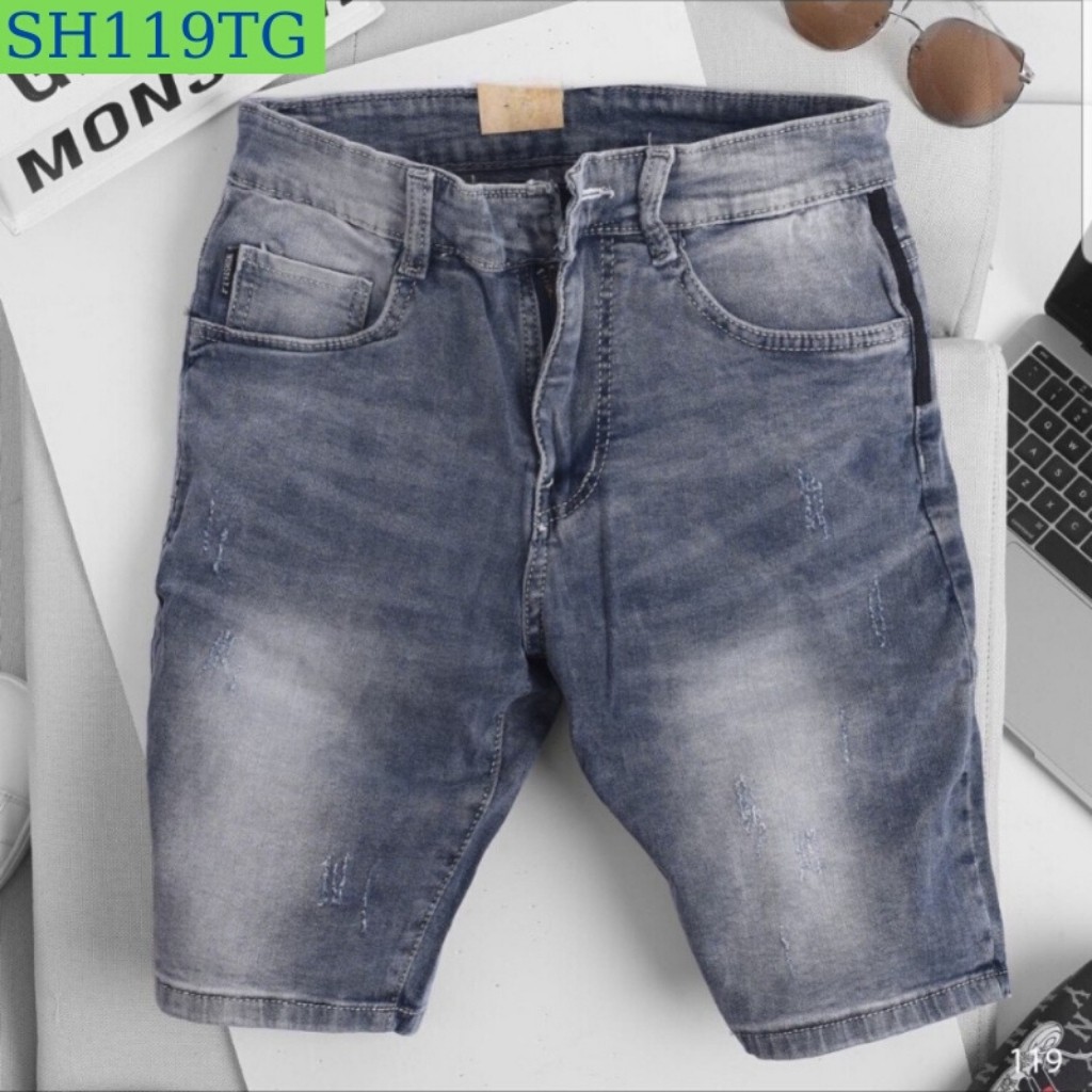 Quần Short Nam VNXK SH119TG Short Jean Nam xám wash trơn mẫu hót trẻ trung Giá Gốc Tận Xưởng Mẫu Mới (44 - 70KG)