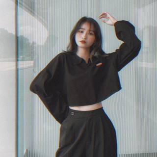 [ ẢNH THẬT CHÍNH CHỦ ] Áo croptop cổ sen, tay dài