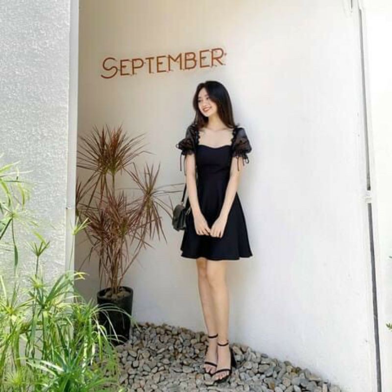 Đầm Xòe Cổ Vuông ❤️FREESHIP❤️ Dáng Xòe Tay Nơ | BigBuy360 - bigbuy360.vn