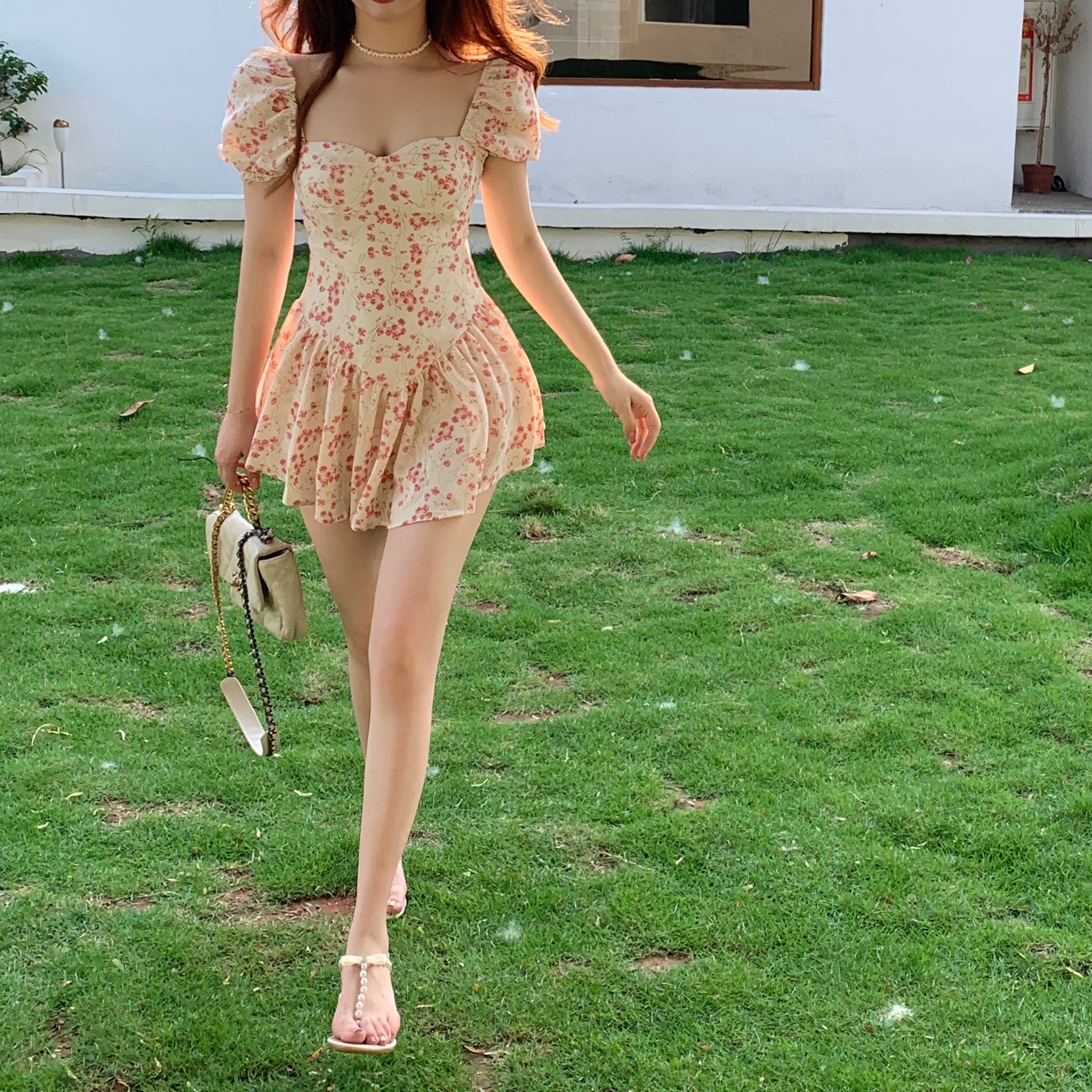 Đầm Nữ Ngắn Tay Cổ Tròn Eo Cao Thời Trang Pháp 2021years | BigBuy360 - bigbuy360.vn