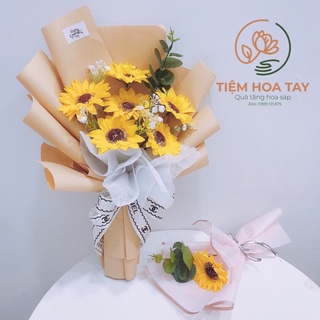 Bó 6 hoa sáp hướng dương quà tặng tốt nghiệp kèm túi + thiệp