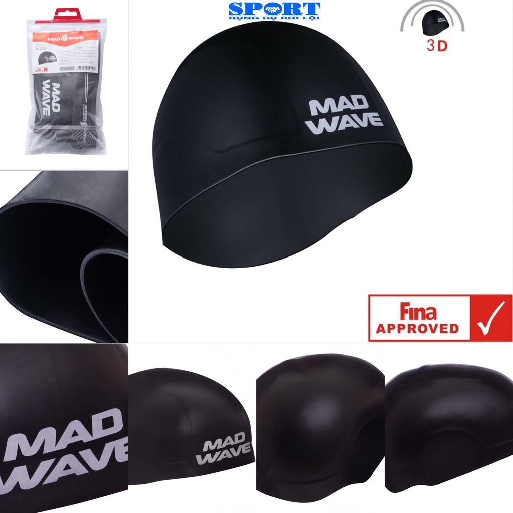 Mũ Bơi Thi Đấu 3D của Mad Wave Mũ Bơi Silicon FINA Phê Duyệt  Nón Bơi Thi Đấu – Shop Dungcuboiloi