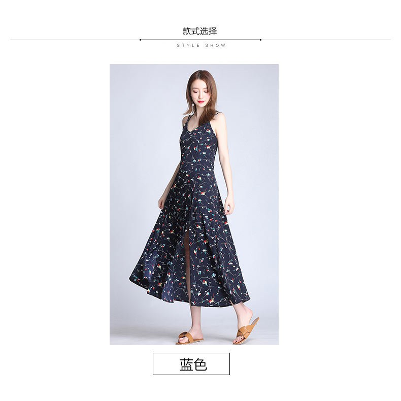 ĐẦM MAXI HOA HAI DÂY XẺ BÊN