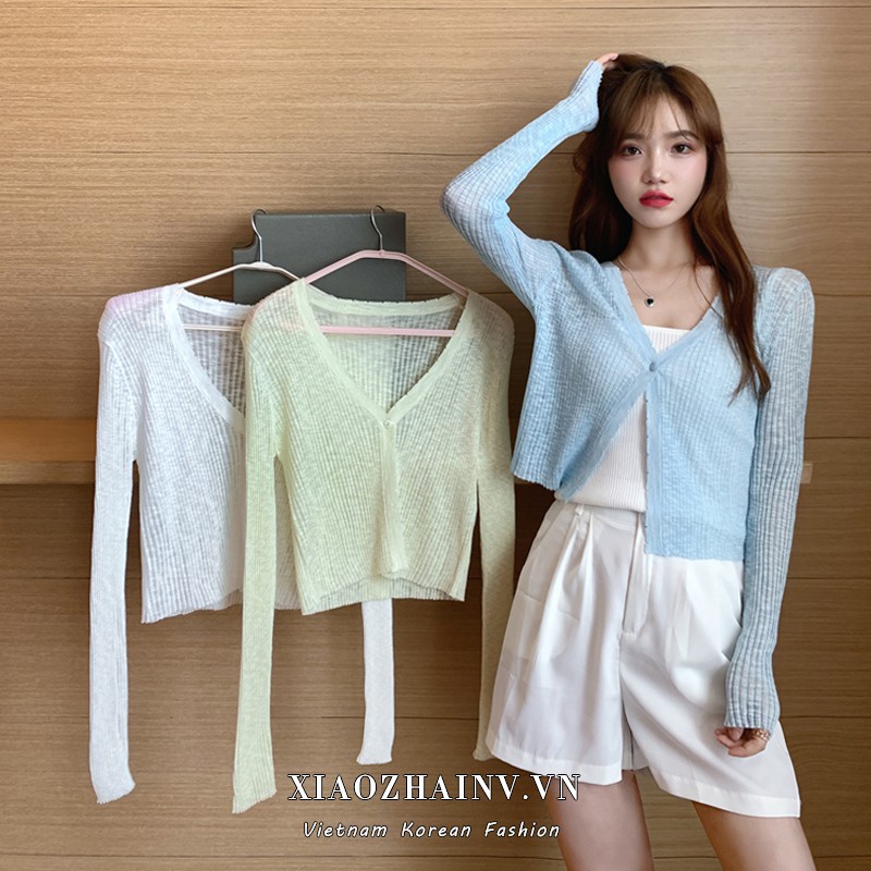 Áo Khoác Cardigan Dệt Kim Tay Dài Thời Trang Mùa Hè