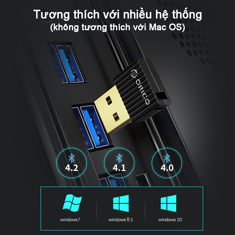 ORICO Bộ thu bộ điều hợp USB Bluetooth 5.0 kết nối Tai nghe bàn phím chuột với máy tính xách tay Hỗ trợ hệ thống Windows