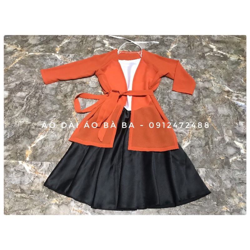 Set áo tứ thân cho bé kèm khăn mỏ quạ