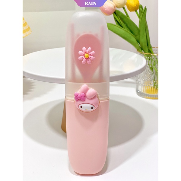 Bộ Dụng Cụ Ăn Uống Di Động Hình Hoạt Hình Sanrio Kuromi My Melody Hello Kitty Pom Pom Purin Di Động Cho Học Sinh [Sợi Niệm]