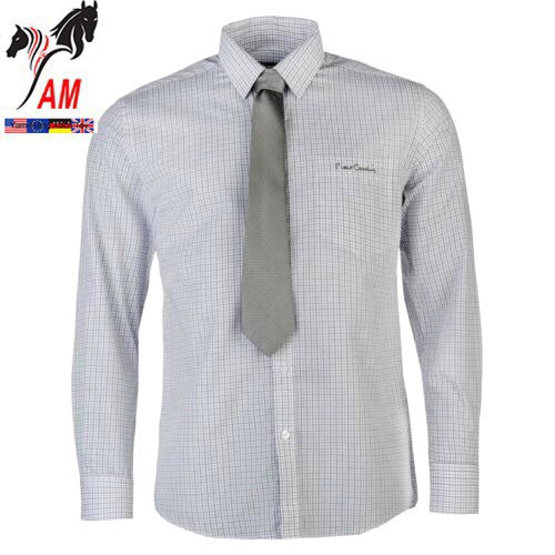 Áo Sơ Mi Nam Dài Tay Pierre Cardin Long Sleeve Shirt Mens With Giorgio Tie Cao Cấp (White Caro - UK )
