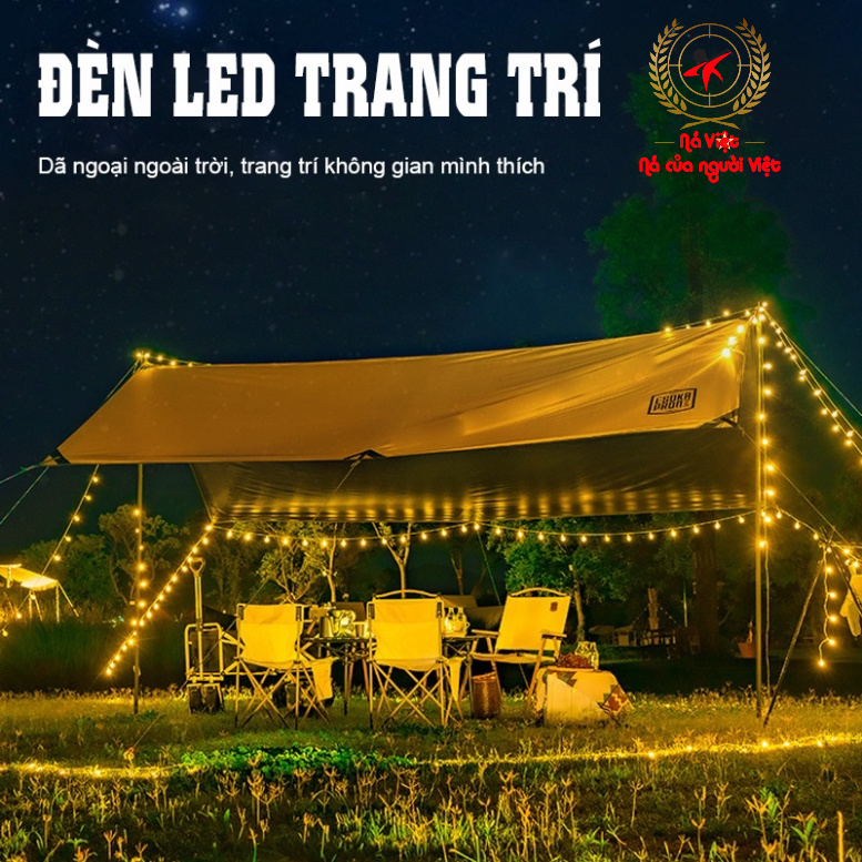 Đèn LED trang trí dây bóng tròn vàng ấm không nháy dùng pin tiện lợi, dùng đi du lịch cắm trại dã ngoại tiện lợi-DCP7