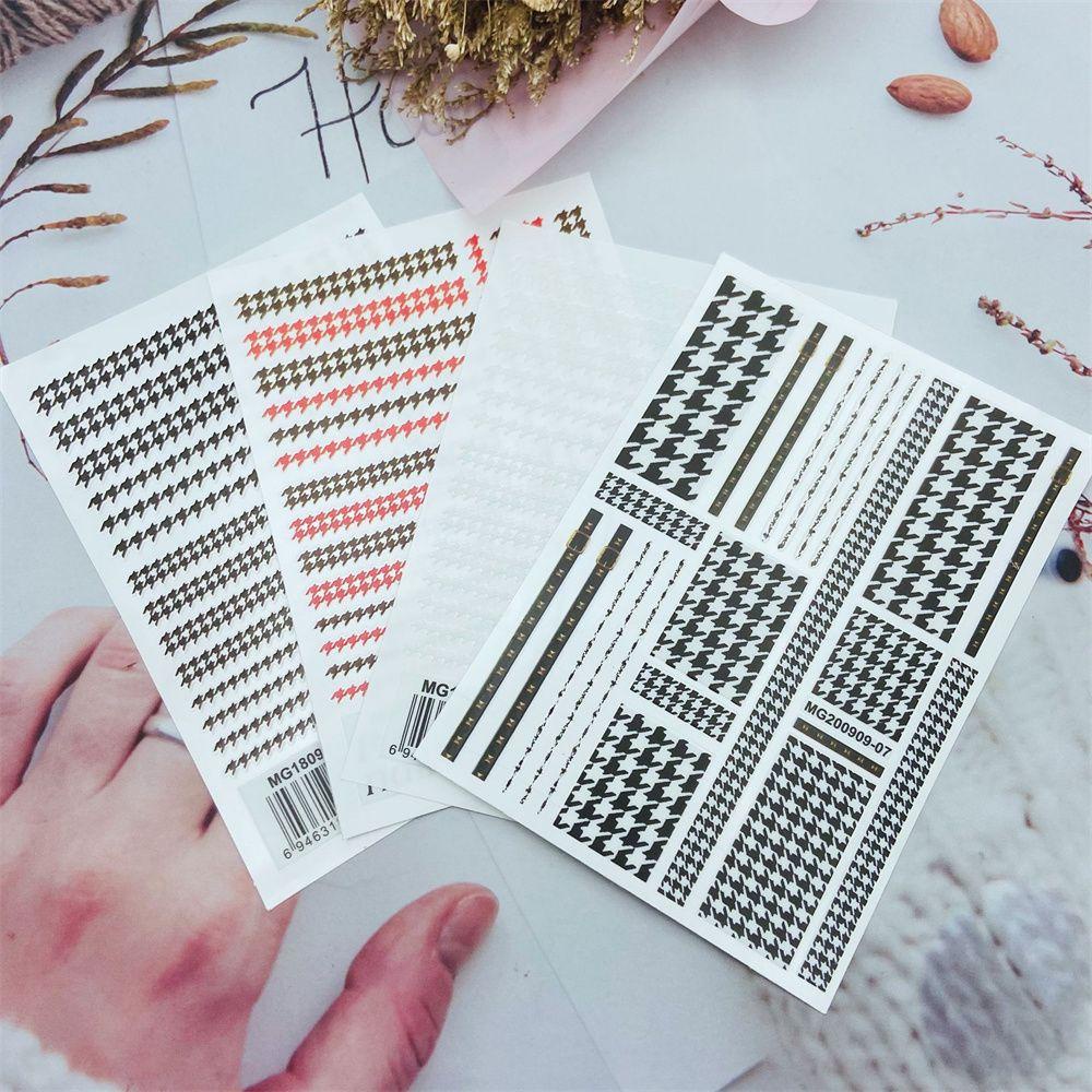 Miếng Dán Trang Trí Móng Tay 3D Tự Dính Họa Tiết Houndstooth Độc Đáo