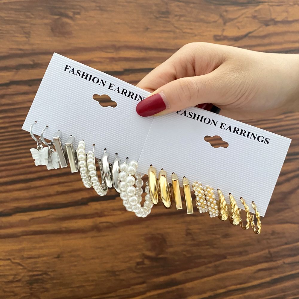 Bộ khuyên tai hình bướm đính ngọc trai thời trang thanh lịch cho nữ