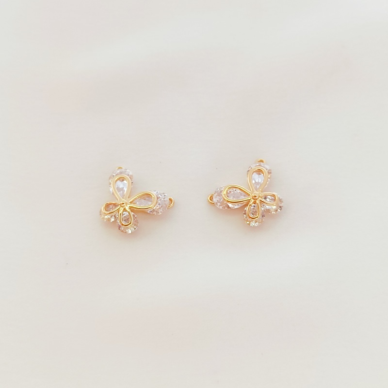 Phụ Kiện Dây Chuyền / Vòng Tay Hình Bướm Mini Bằng Đồng Mạ Vàng 14K Đính Đá Zircon DIY