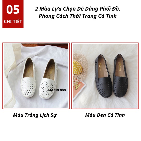 Giày lười da nữ cao cấp thời trang Hàn Quốc thoáng khí siêu bền đẹp êm chân thoải mái đi làm đi chơi