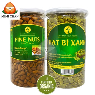 Combo Nhân Hạt Bí Xanh Ấn Độ 500gr, Hạt Thông Mỹ Loại Ngon 500gr, Giảm Cân, Đẹp Da