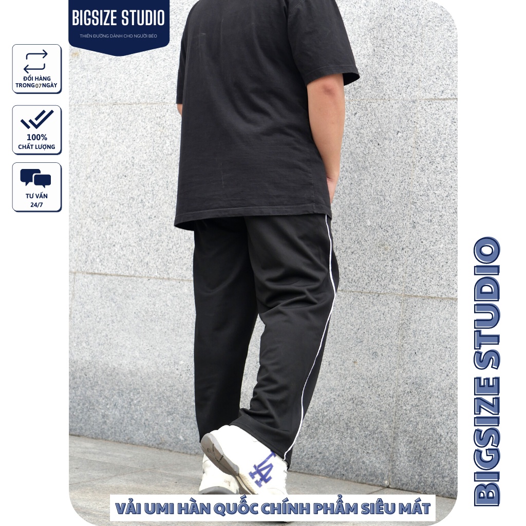Quần ống rộng ống suông baggy 1 SỌC BÉ dành cho người béo BIGSIZE STUDIO
