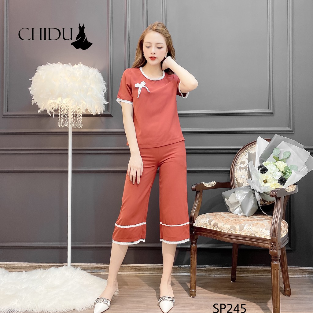 [ Mã WASTRUN4 giảm 10% tối đa 30K đơn 99K] CHIDU Set đũi hè đính nơ ngắn tay SP245 | BigBuy360 - bigbuy360.vn