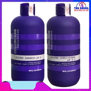 Bộ dầu gội xả khử vàng Elgon Silver Color Care cho tóc trắng bạch kim 300ml