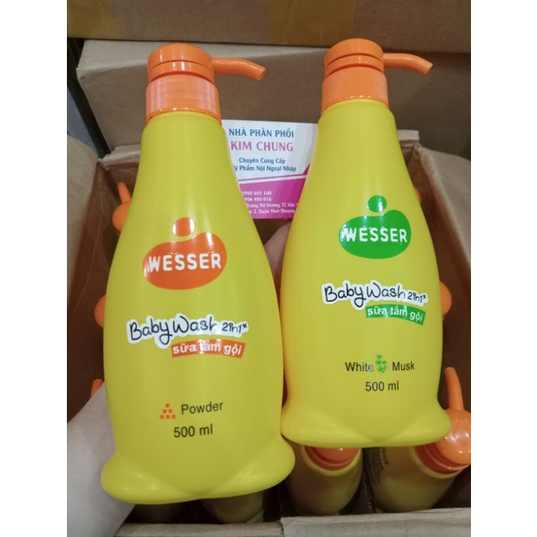 Sữa tắm gội 2 in 1 Wesser cho bé chai lớn 500ml
