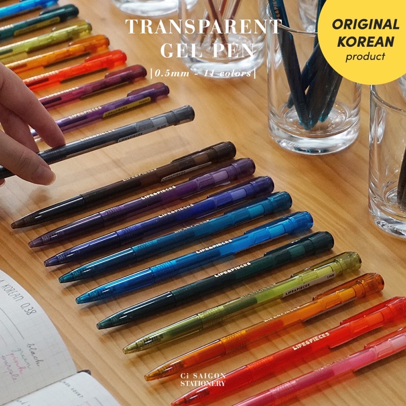 Viết gel nhiều màu ngòi 0.5mm - 0.5 Transparent Gel Pen