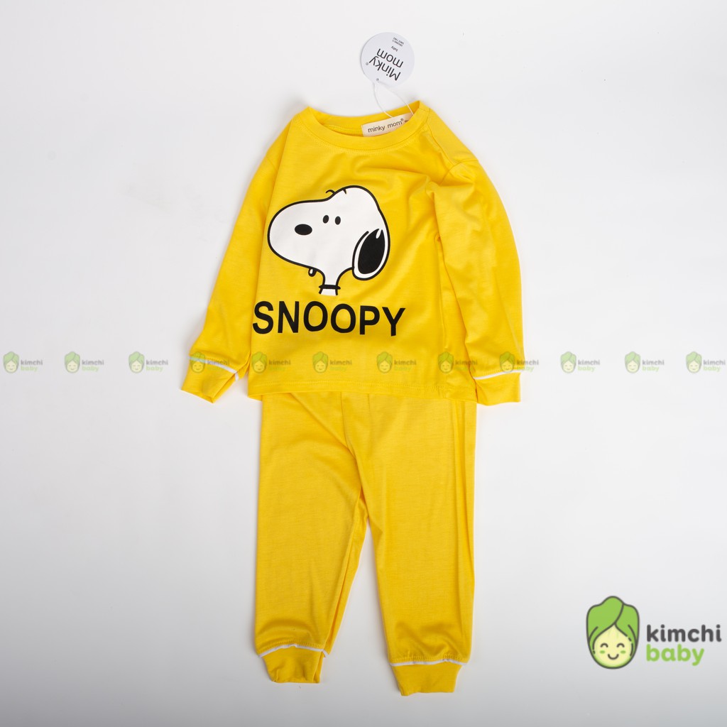 Đồ Bộ Bé Trai, Bé Gái Minky Mom Vải Thun Lạnh Hoạ Tiết Snoopy Dễ Thương, Bộ Quần Áo Trẻ Em Thu Đông MKMTD2132