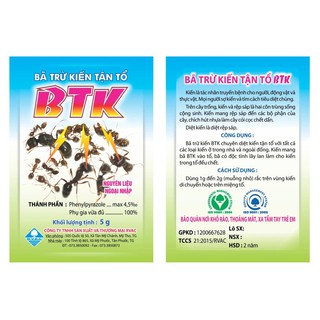 Combo 2 gói Bả trừ kiến tận tổ BTK (gói 5g)