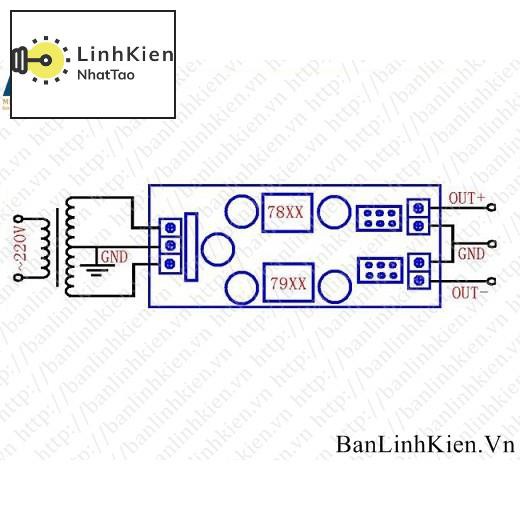 [Sale] [Mô đun] Module Nguồn LM7805 + LM7905 Đối Xứng