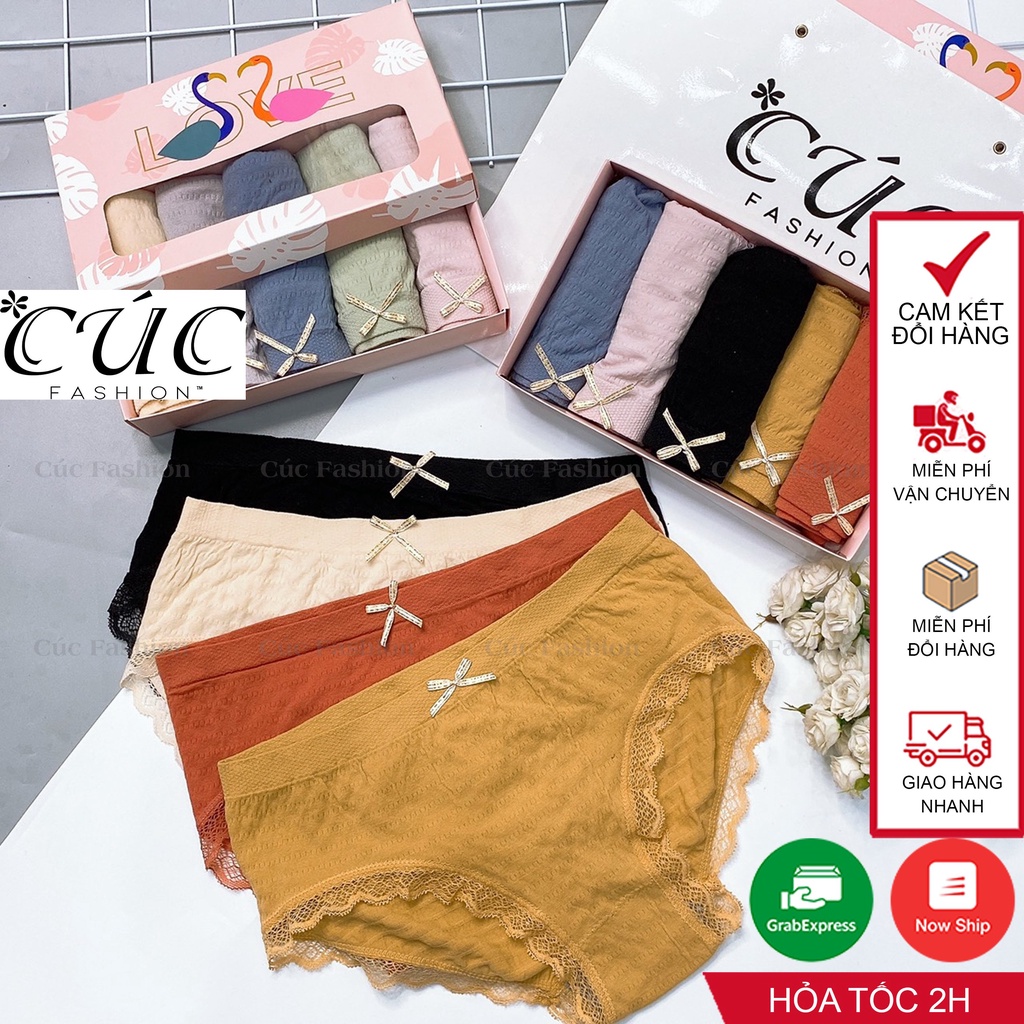 Quần lót nữ Cúc Fashion cao cấp kháng khuẩn cotton ren co giãn mềm mại dễ thương QL09