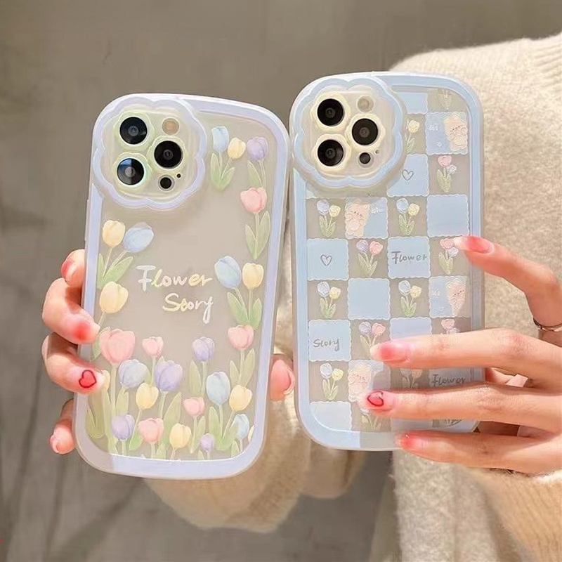 Ốp Điện Thoại Silicone Mềm Chống Sốc In Hình Hoa Tulip Cho IPhone 11 13 Pro Max 7 6 8 Plus 13 12 Pro X XR XS Max