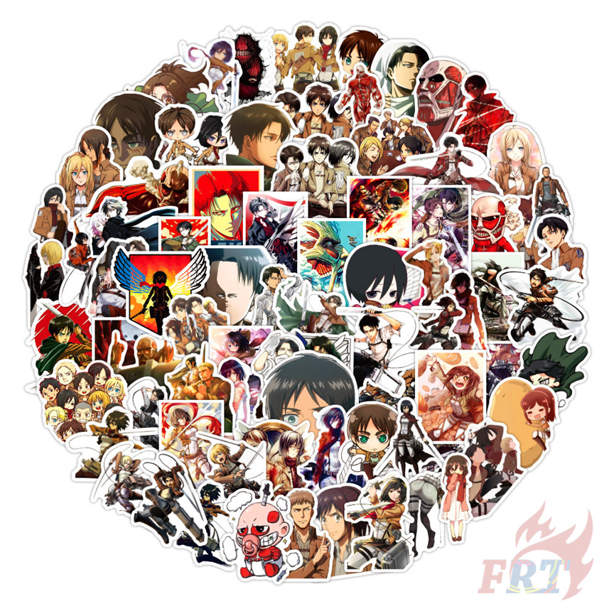 MIKASA Set 100 Nhãn Dán Trang Trí Hình Nhân Vật Trong Phim Attack On Titan