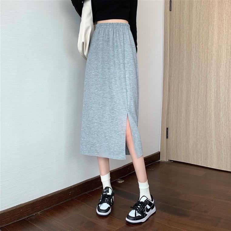 Chân váy nữ chất da cá dáng dài qua gối kiểu Hàn Quốc