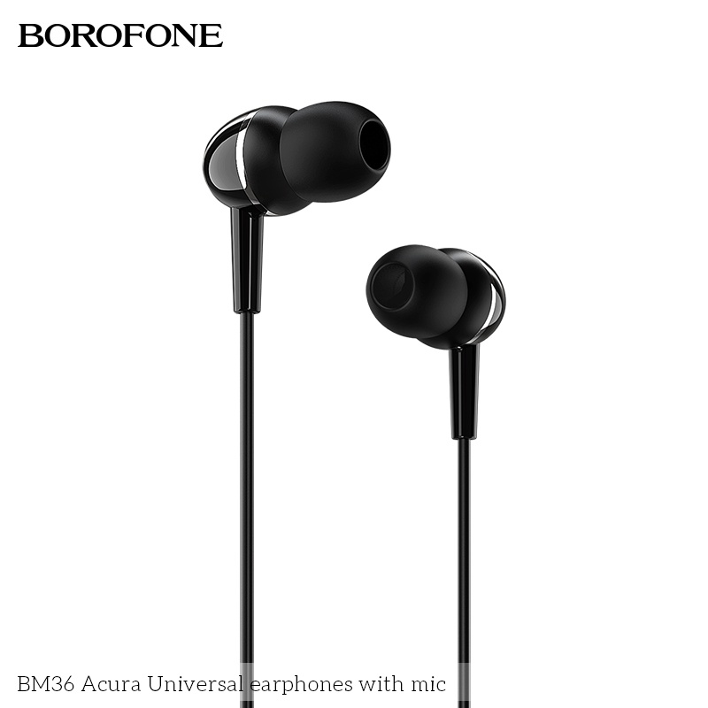 Tai nghe nhét tai BOROFONE BM36 chống ồn, nghe hay có mic đàm thoại, dây dài 1.2m - Chính hãng
