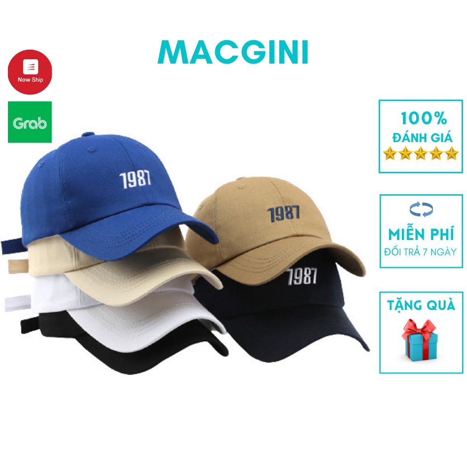 Mũ lưỡi trai MACGINI 1987 cotton cao cấp thấm hút mồ hô thoáng khí nhiều màu kiểu dáng đơn giản basic Hàn Quốc