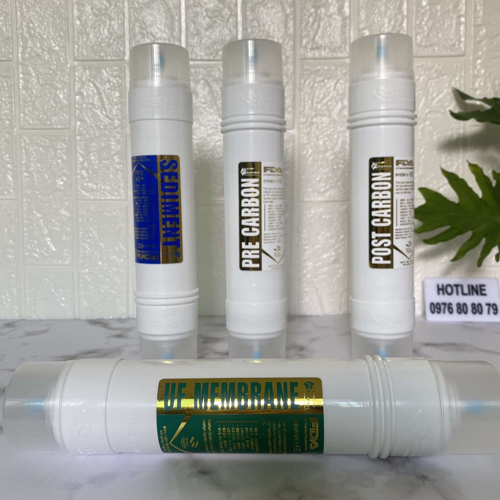 Lõi lọc Hàn Quốc 1234 - Lõi 1,2,3,4 Korea - Lõi Sediment, Pre Carbon, UF, Post Carbon cho máy nóng lạnh Hàn Quốc