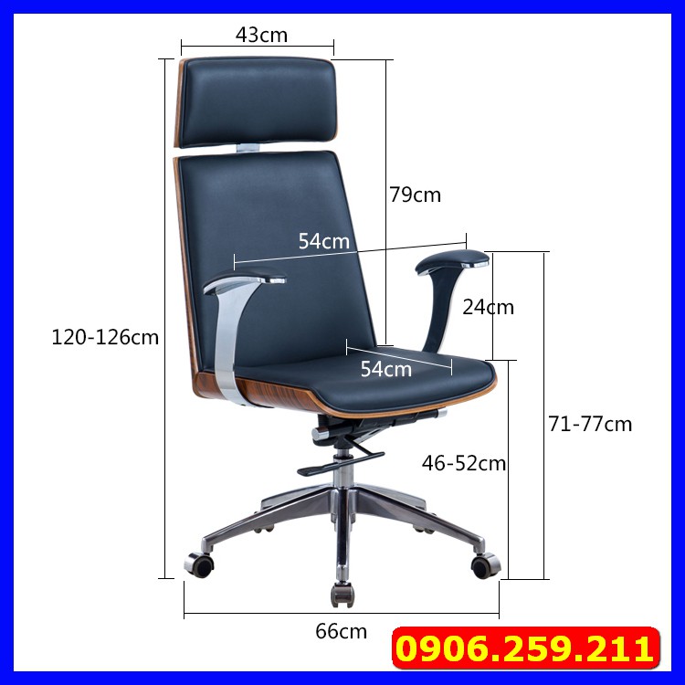 Ghế da văn phòng cao cấp - Ghế da khung gỗ - Ghế trưởng phòng giám đốc chân hợp kim xoay 360 độ