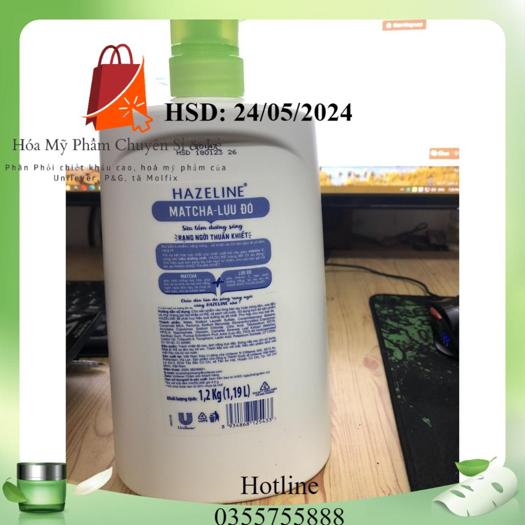 Sữa Tắm Hazeline Dưỡng Thể Thiên Nhiên Trắng Sáng Da Matcha Lưu Đỏ 1.2 Kg